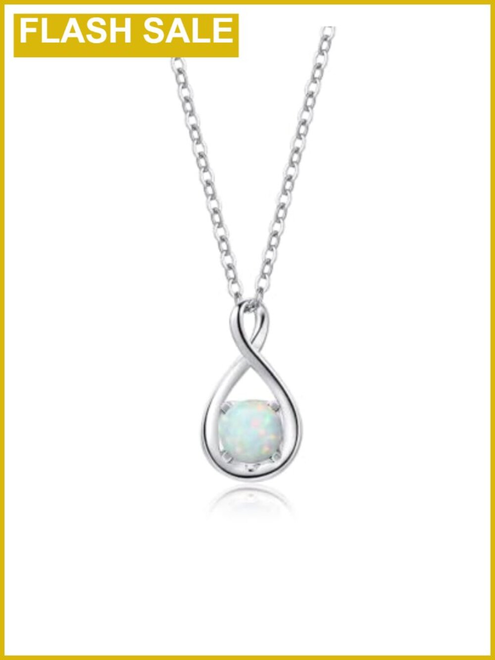 14K Solid White Gold Infinity Birthstone Pendant Necklace with Sterling Silver